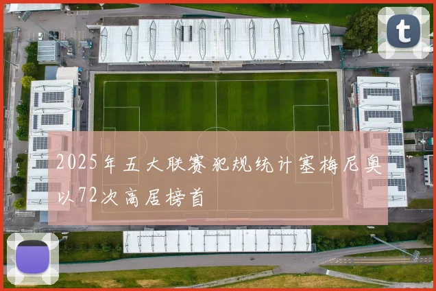 2025年五大联赛犯规统计塞梅尼奥以72次高居榜首